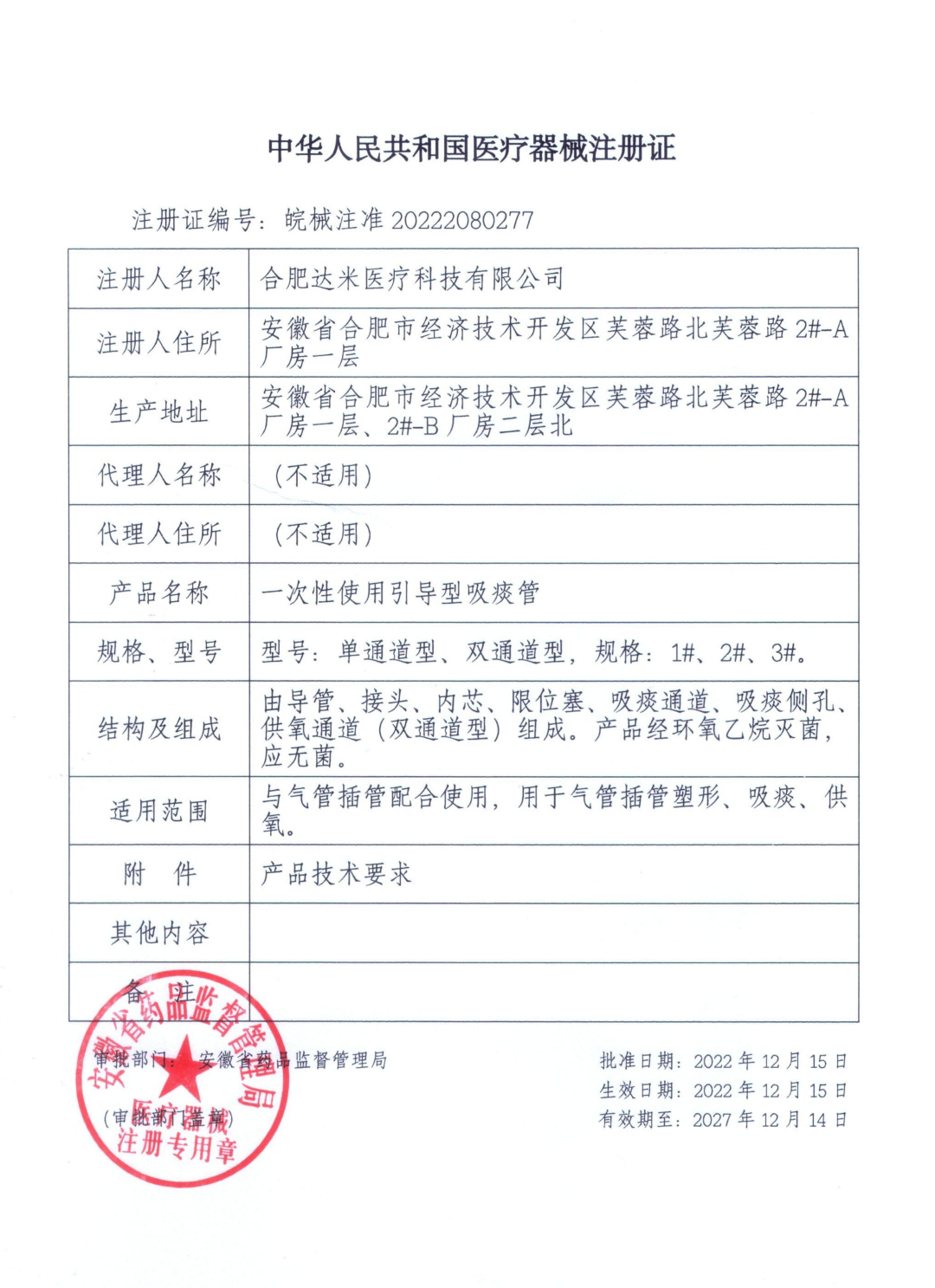 熱烈祝賀|達米醫(yī)療取得引導(dǎo)型吸痰管二類醫(yī)療器械注冊證！